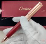 2021 New Cartier Santos Dumont De Ballpoint Pen Rose Gold and Red